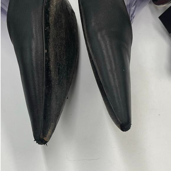 Proenza Schouler Black Leather Grommet Tie Block Mirrored Mules Heel Sz 41/10 - Picture 7 of 12